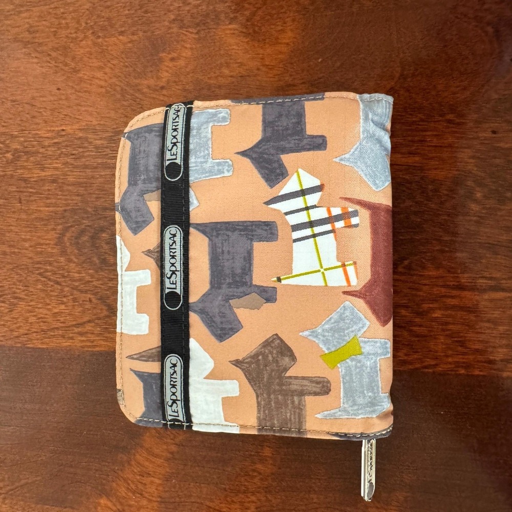 Le Sportsac Small Zip Around Wallet with Scottie Dogs 5.25"W x 4.5"H